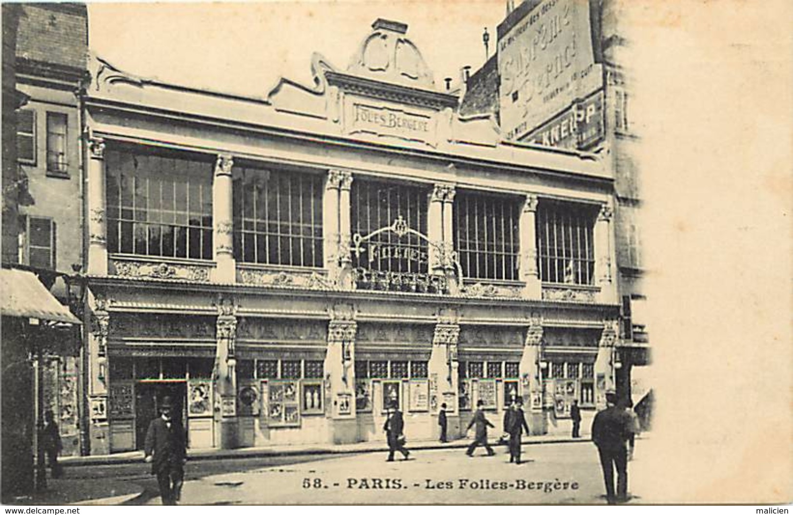 - paris -ref- B579- les folies bergeres - façade - affiche - affiches - spectacle - publicite supreme pernot - publicite