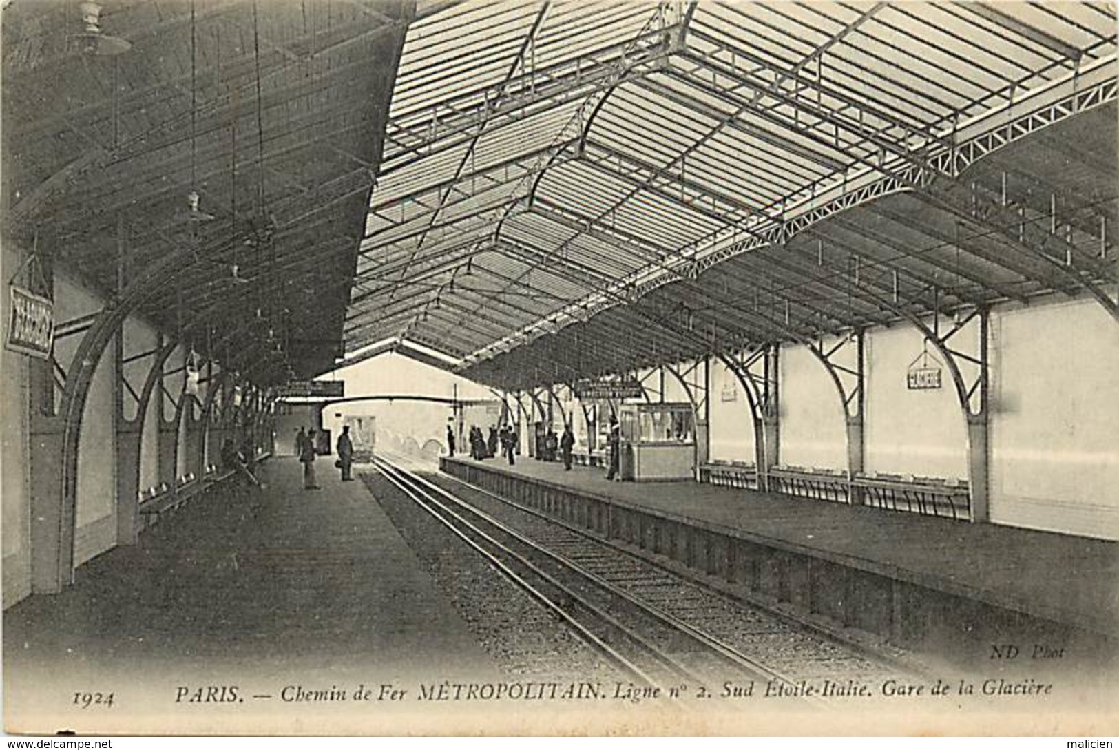 - paris -ref-C37- gare de la glaciere - chemin de fer du metropolitain - ligne n°2 - sud etoile - italie - gares -