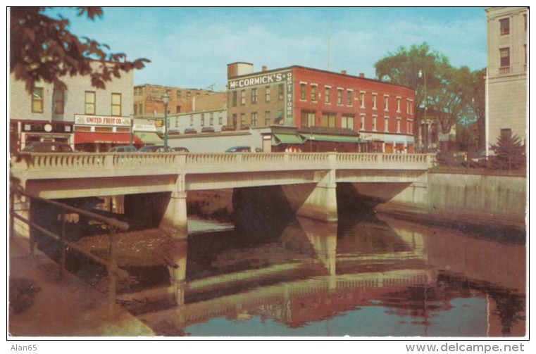 Pawtucket-Westerly Bridge RI Rhode Island, Connecticut Rhode Island Border, Business Signs, c1950s Vintage Postcard