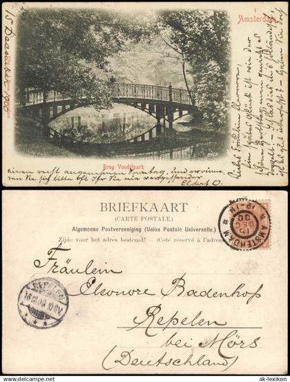 Postkaart Amsterdam Amsterdam Brug Vondelpark 1900