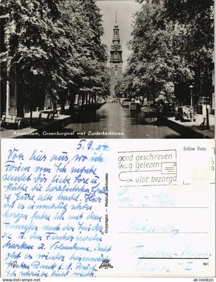 Postkaart Amsterdam Amsterdam Groenburgwal met Zuiderkerktoren 1964