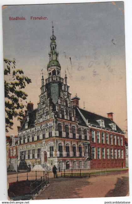 Stadhuis. Franeker. - & old building, canal, trees