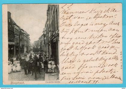 NEDERLAND prentbriefkaart Hoogstraat 1899 Gorinchem grootrond naar Den Haag