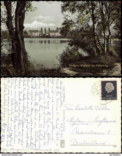 Postkaart Hengelo Visvijver bij Oelerbrug - Colorfoto AK 1961