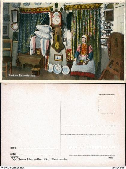 Postkaart Marken-Waterland Marken. Binnenkamer. 1925