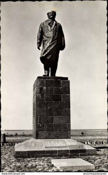 CPA Den Oever Wieringen Nordholland Niederlande, Lely Monument, Afsluitdijk