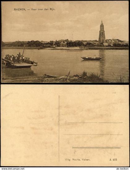 Postkaart Rhenen Veer over den Rijn, Panorama-Ansicht 1910