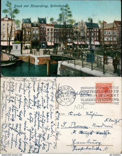 Postkaart Rotterdam Rotterdam Blaak met Kaizersburg 1909