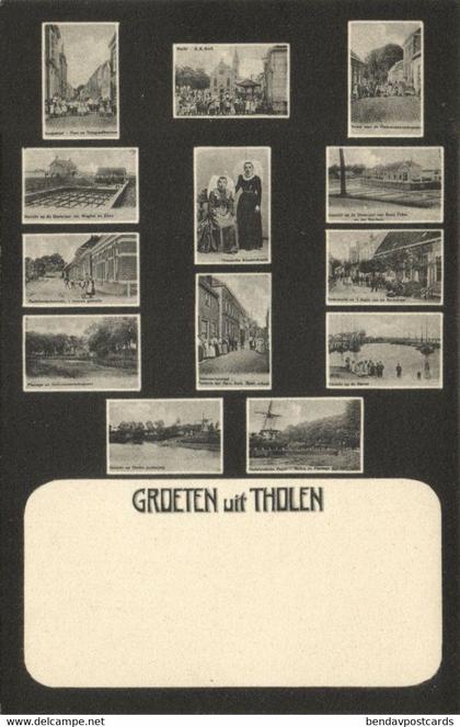 Nederland, THOLEN, Straat Scenes, Hondenkar, Klederdracht (1900s) Ansichtkaart