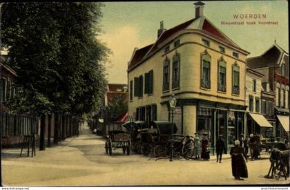 CPA Woerden Utrecht Niederlande, Nieuwstraat hoek Voorstraat