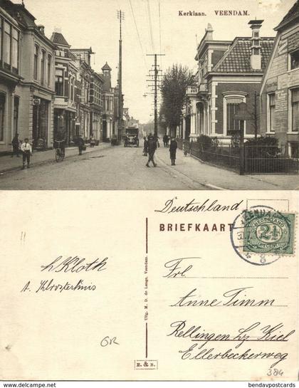 Nederland, VEENDAM, Kerklaan, Auto (1915) Ansichtkaart