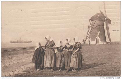 CPA AK Zeedijk Westkapelle Westkaap Windmolen Windmill Moulin Zeeland a Middelburg Vlissingen Domburg Poppekerke Perfin