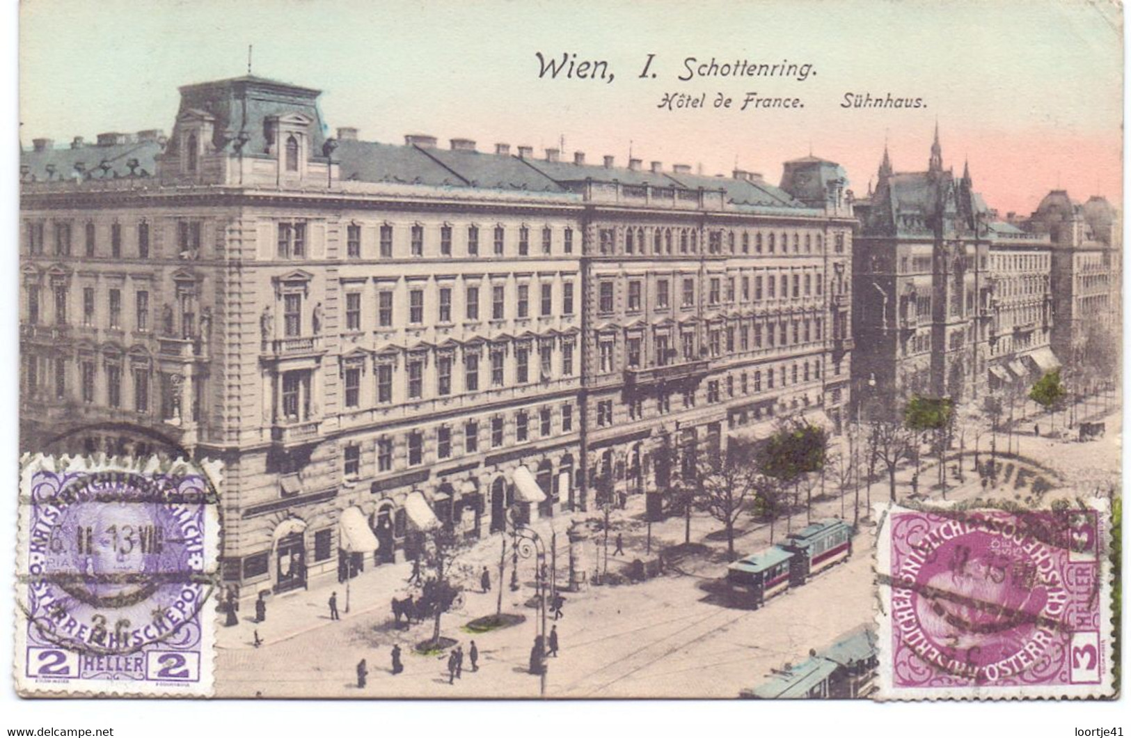 PC - AK - Wien Wenen Vienna - Schottenring - Hotel de France - 1913