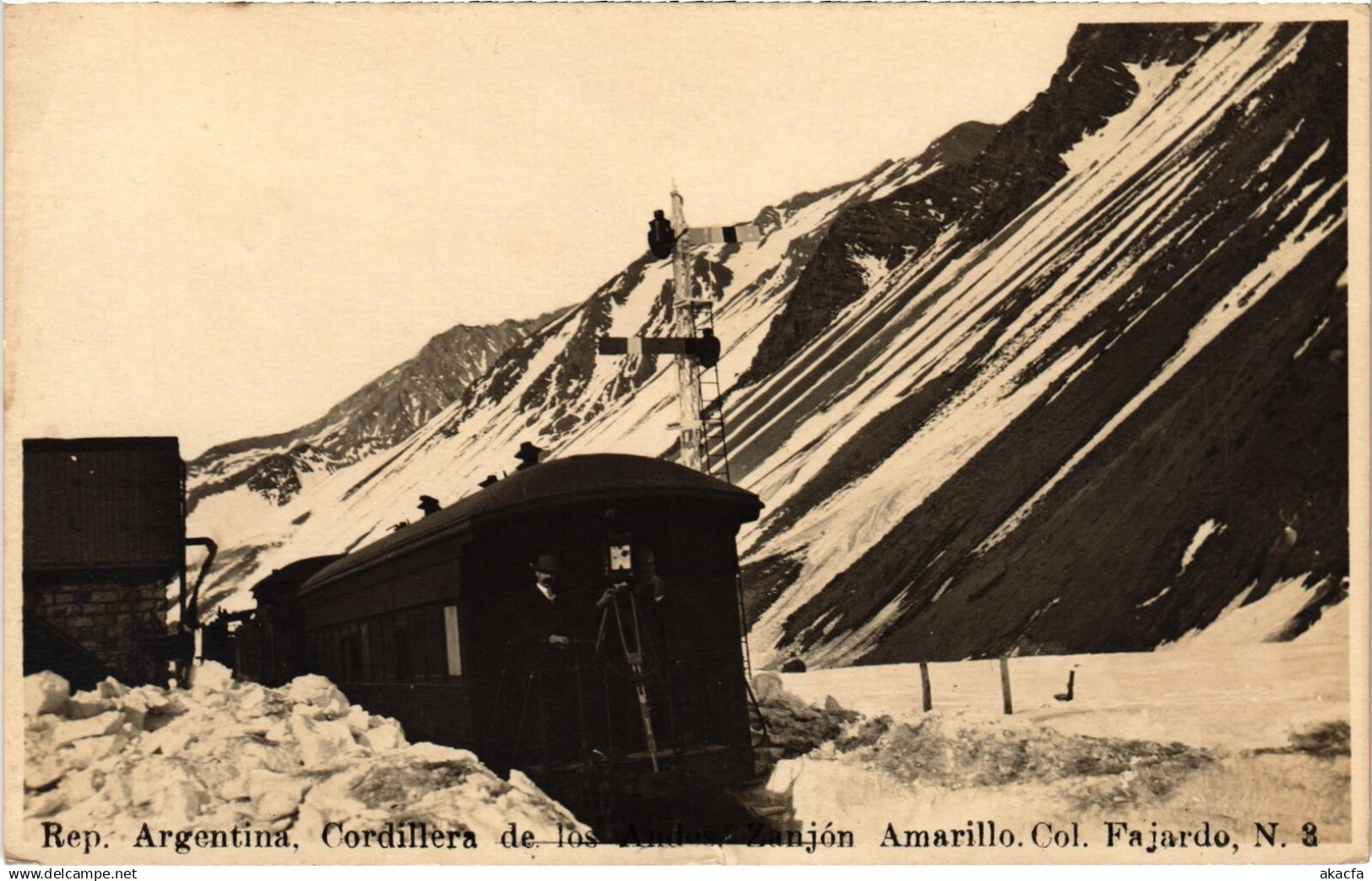 PC ARGENTINA RAILWAY CORDILLERA AMARILLO REAL PHOTO POSTCARD (a60802)