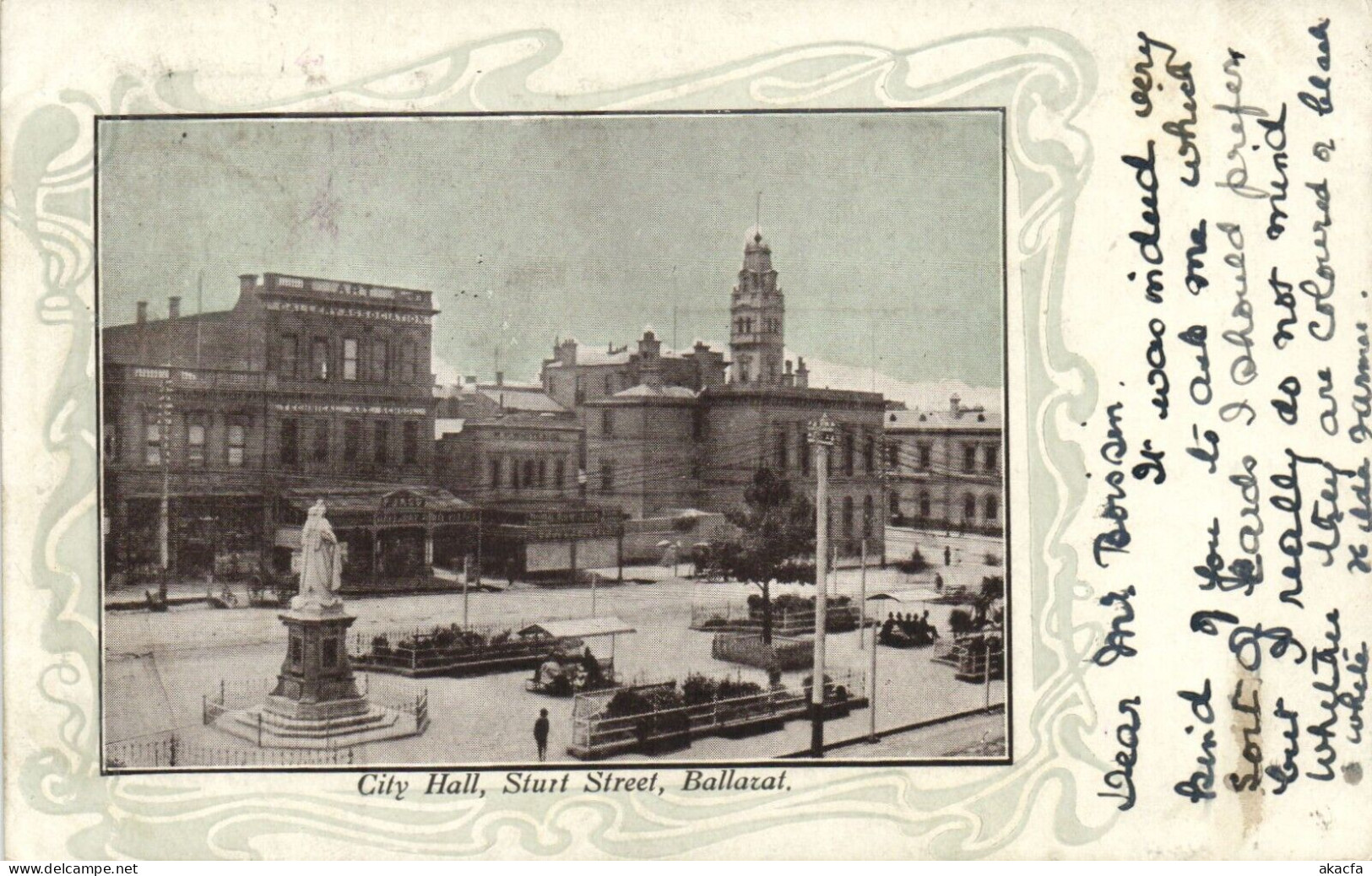 PC AUSTRALIA BALLARAT CITY HALL STURT STREET, Vintage Postcard (b53788)