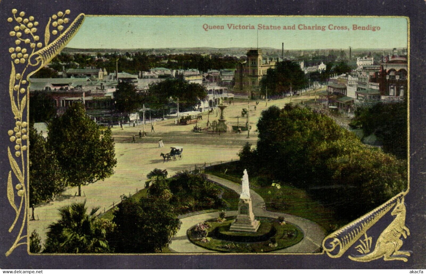 PC AUSTRALIA BENDIGO QUEEN VICTORIA STATUE AND CHARING CROSS (b53771)