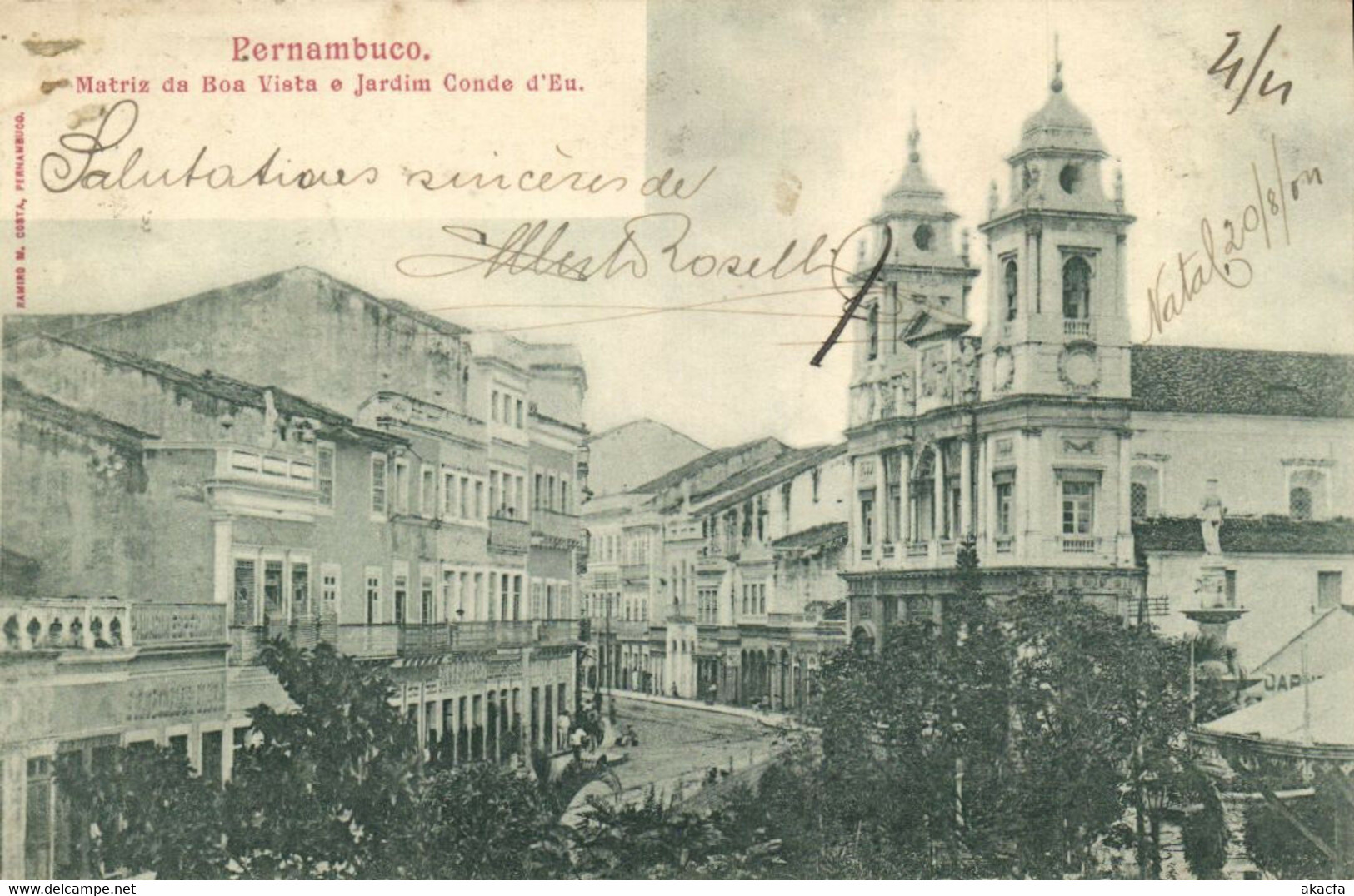 PC BRAZIL, PERNAMBUCO, MATRIZ DA BOA VISTA, Vintage Postcard (B41293)