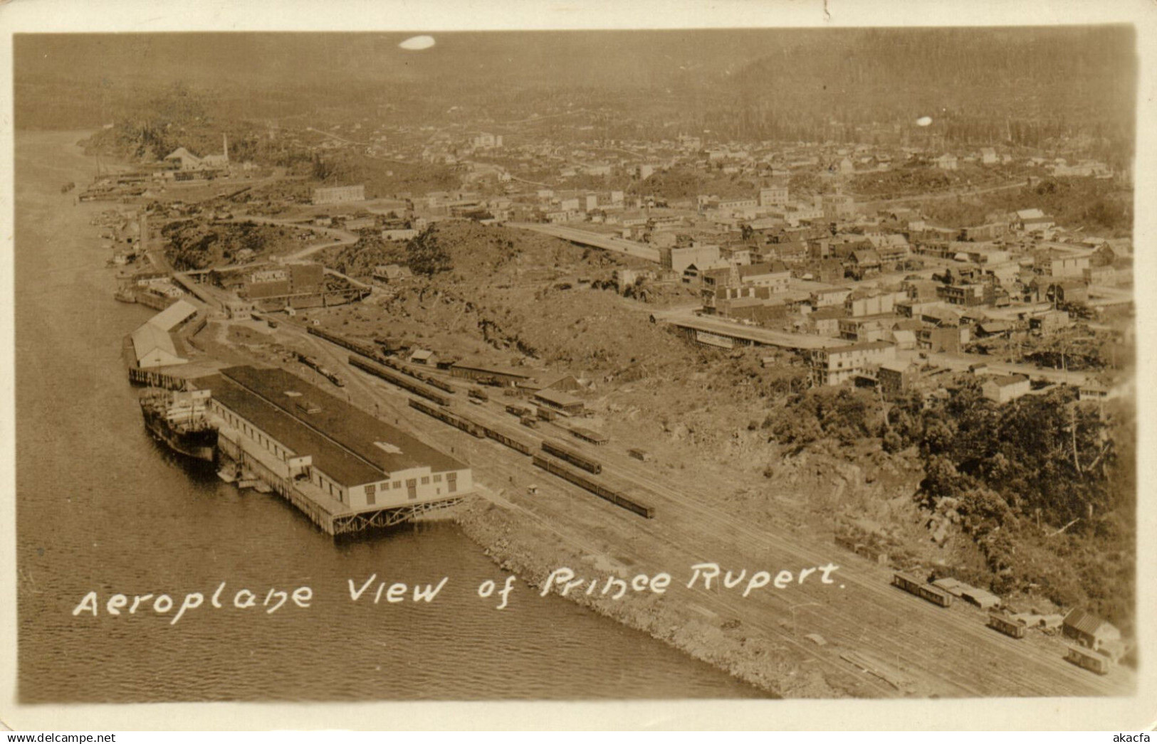 PC CANADA, AEROPLANE VIEW OF PRINCE RUPERT, REAL PHOTO POSTCARD (b6314)