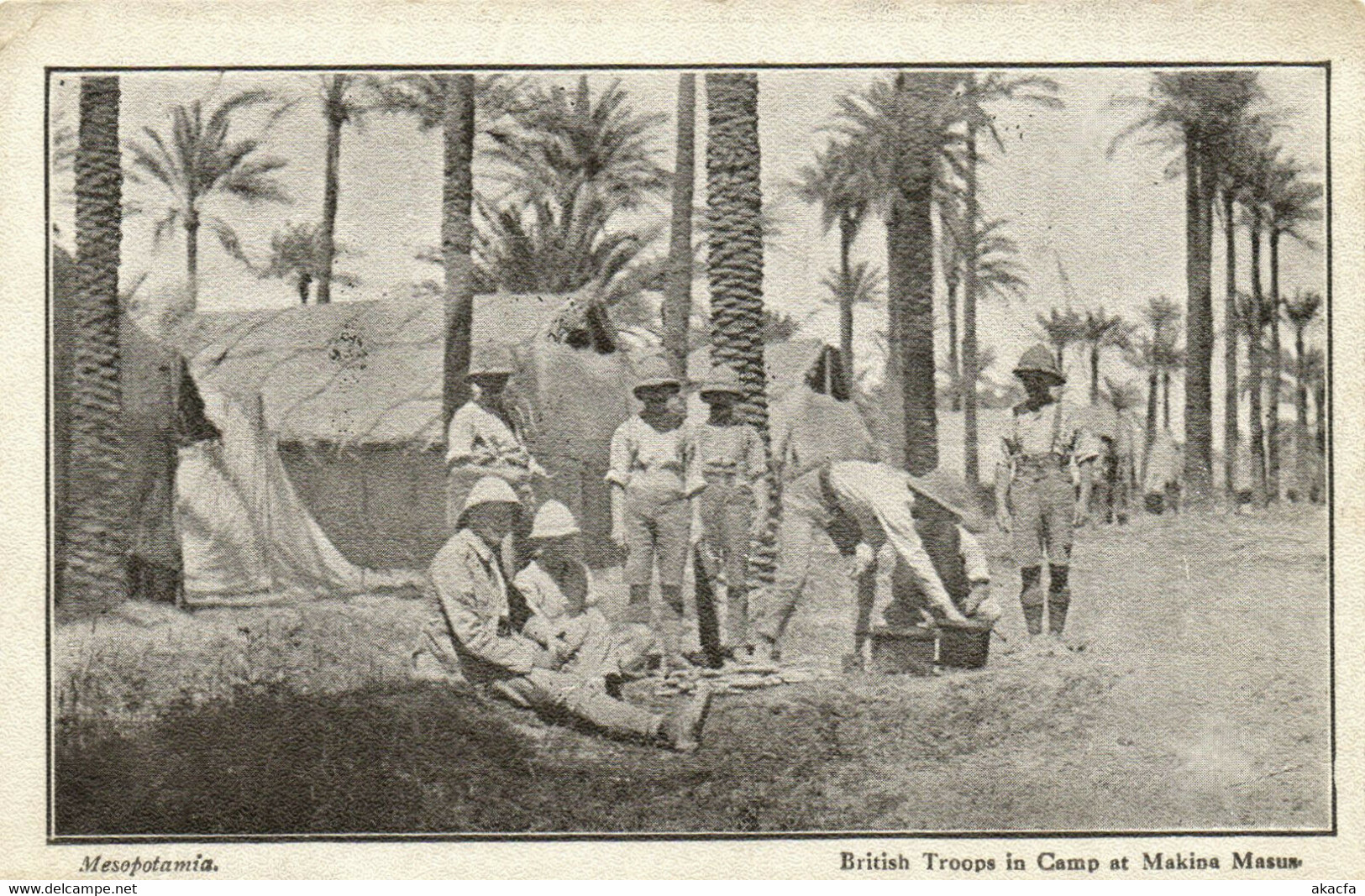 PC CPA IRAQ, MESOPOTAMIA, BRITISH TROOPS IN CAMP, VINTAGE POSTCARD (b16199)