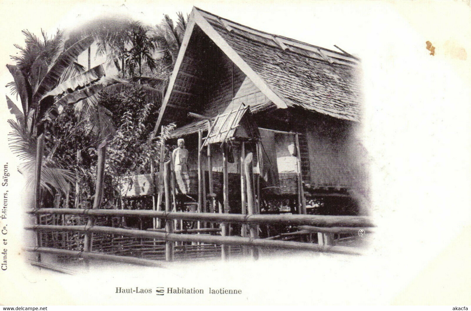 PC CPA LAOS INDOCHINA HAUT LAOS HABITATION LAOTIENNE (b23444)