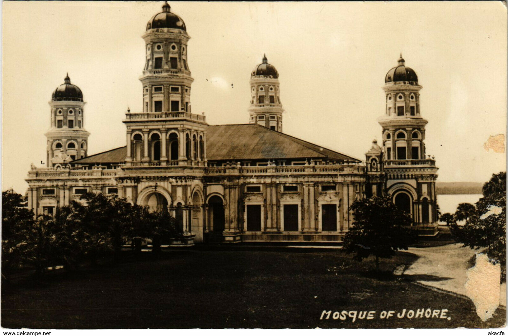 PC CPA MALAYSIA, MOSQUE OF JOHORE, Vintage REAL PHOTO Postcard (b19116)