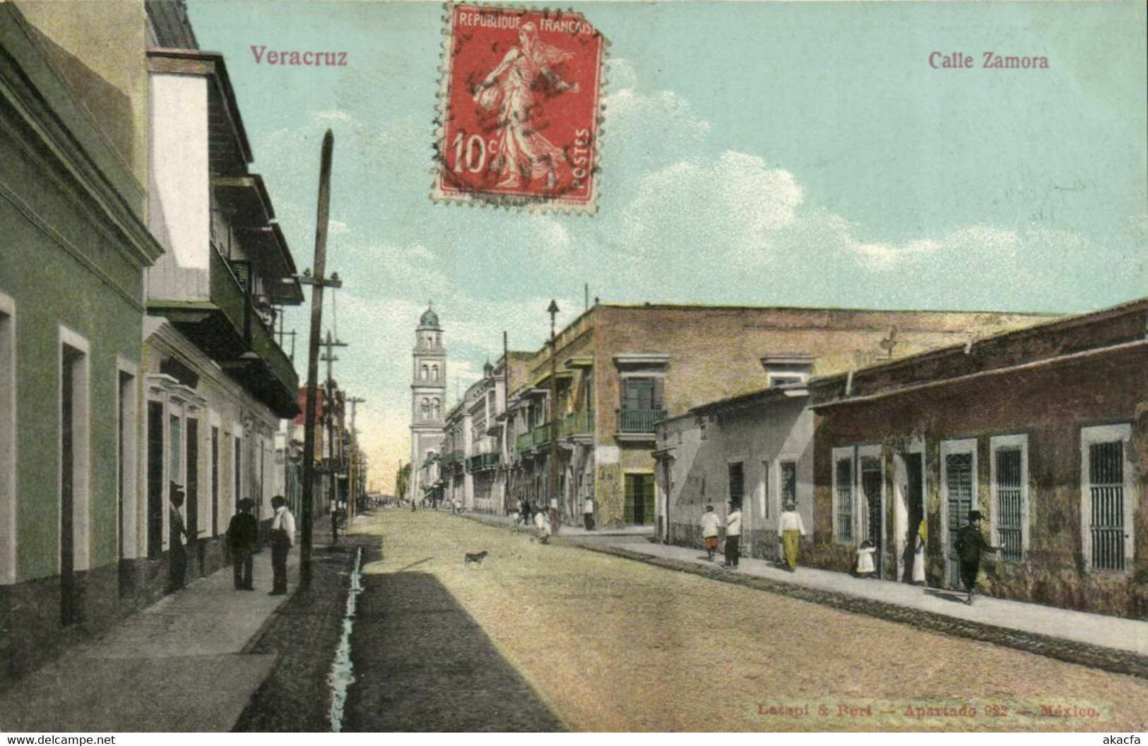 PC CPA MEXICO, VERACRUZ, CALLE ZAMORA, Vintage Postcard (b21440)