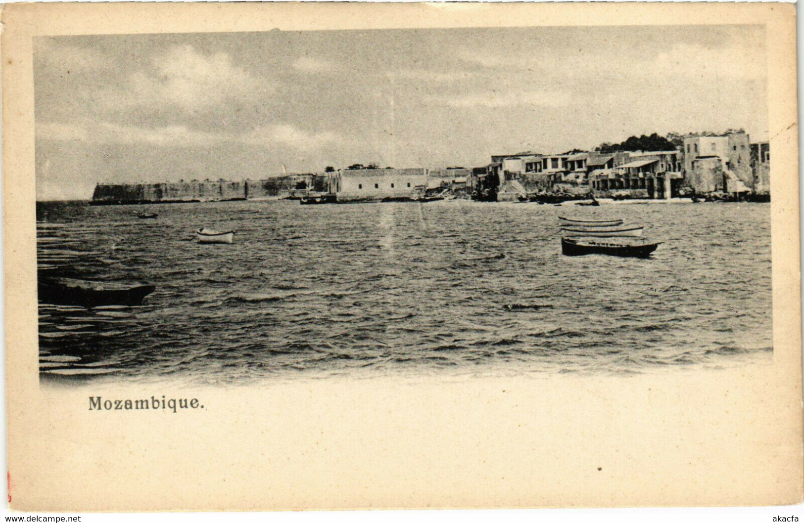 PC CPA MOZAMBIQUE, TOWN VIEW FROM A BOAT, VINTAGE POSTCARD (b20807)