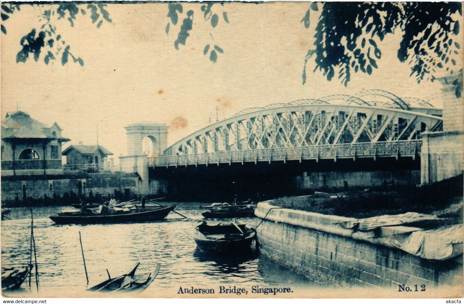 PC CPA SINGAPORE, ANDERSON BRIDGE, VINTAGE POSTCARD (b4237)