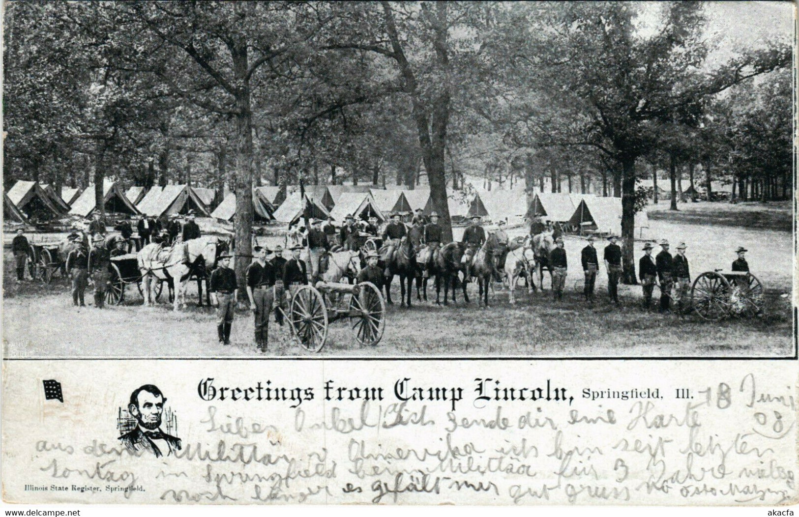 PC CPA US, PROPAGANDA / POLITICS, CAMP LINCOLN, SPRINGFIELD, (b16315)