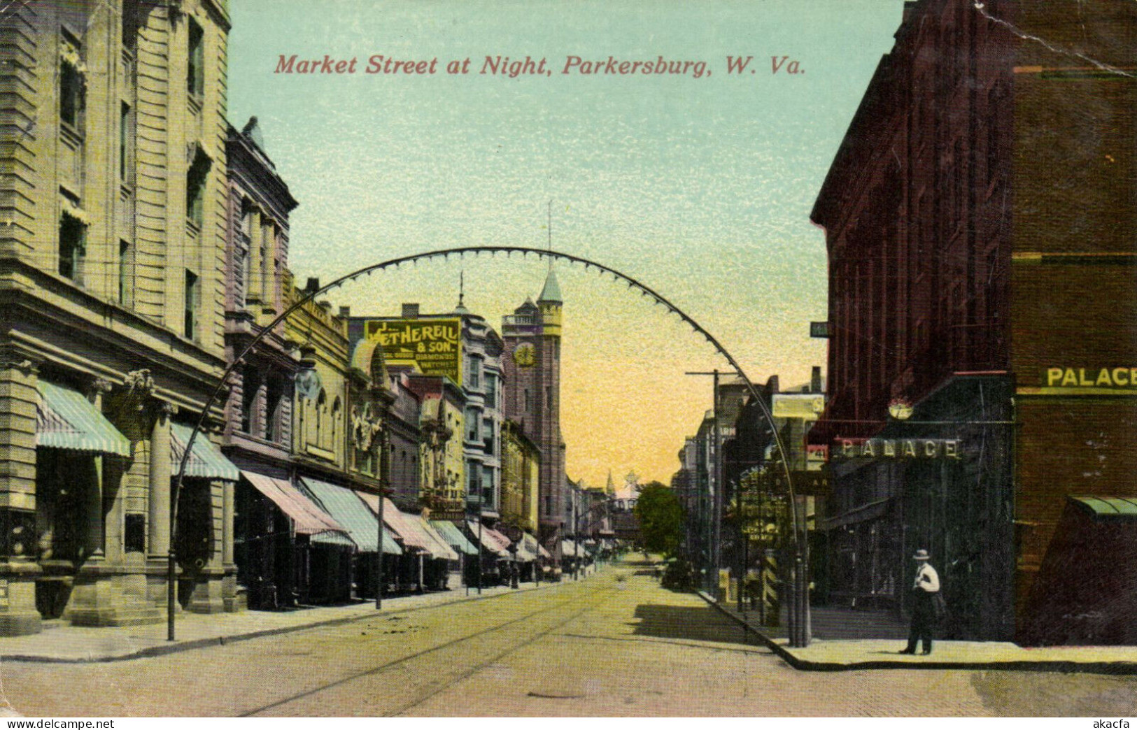 PC CPA US, WV, PARKERSBURG, MARKET STREET 1912, VINTAGE POSTCARD (b8207)