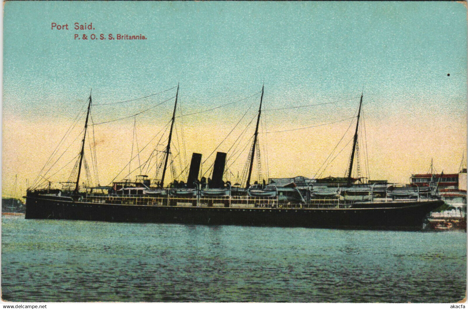 PC EGYPT, PORT SAID, OSS BRITANNIA, VINTAGE POSTCARD (B34698)