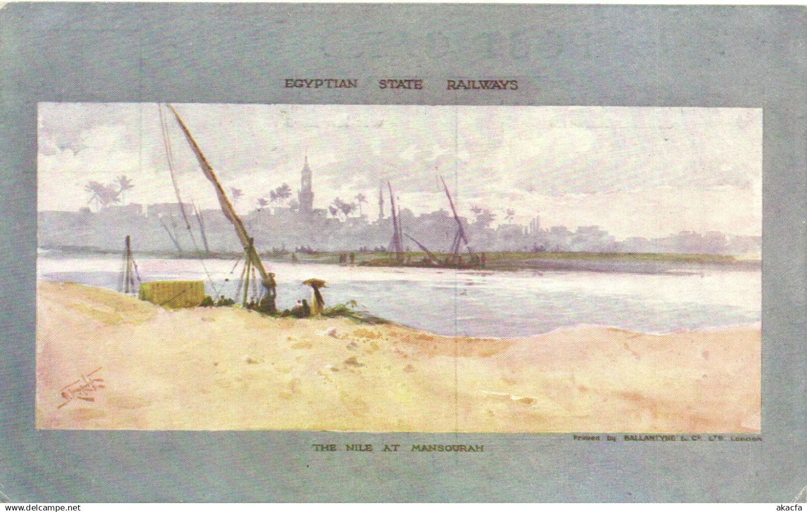 PC EGYPT, THE NILE AT MANSOURAH, VINTAGE POSTCARD (B35168)