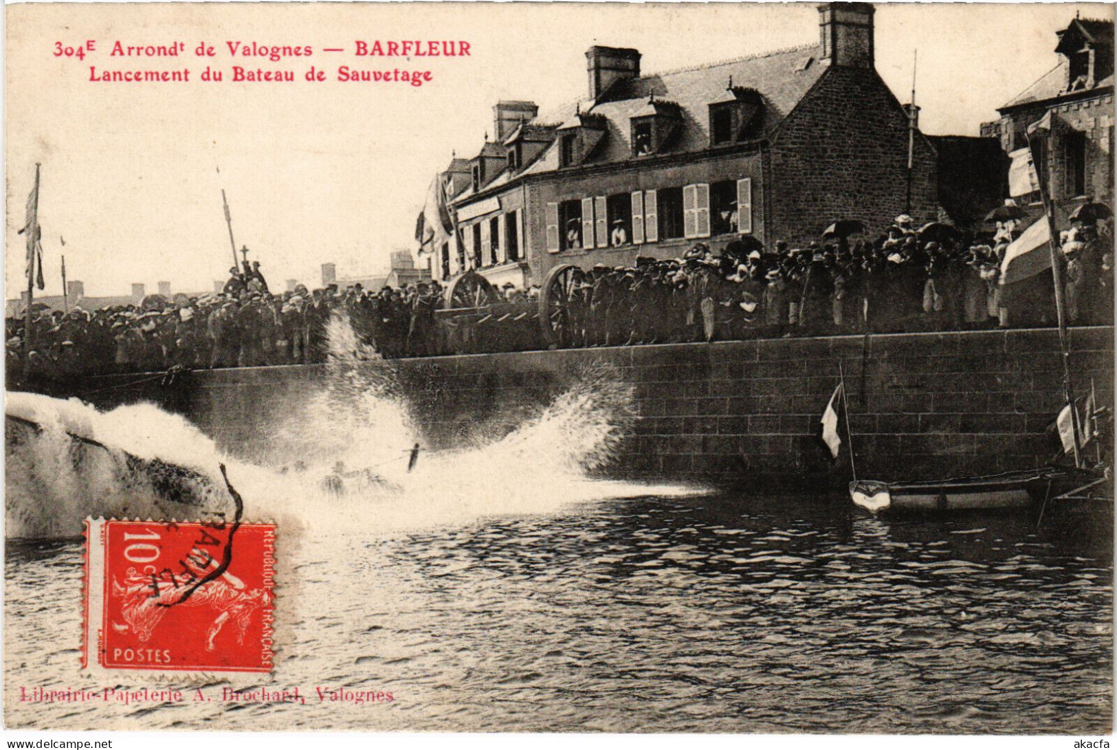 PC FRANCE, ROWBOATS, BARFLEUR, Vintage Postcard (b53153)