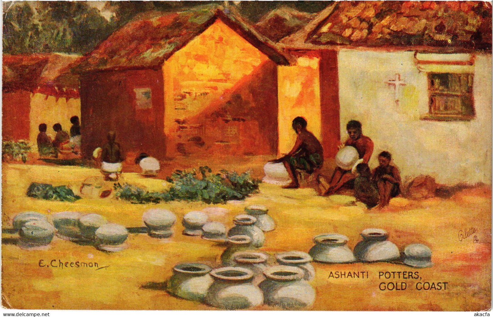 PC GOLD COAST GHANA ASHANTI POTTERS ETHNIC TYPES (a53350)