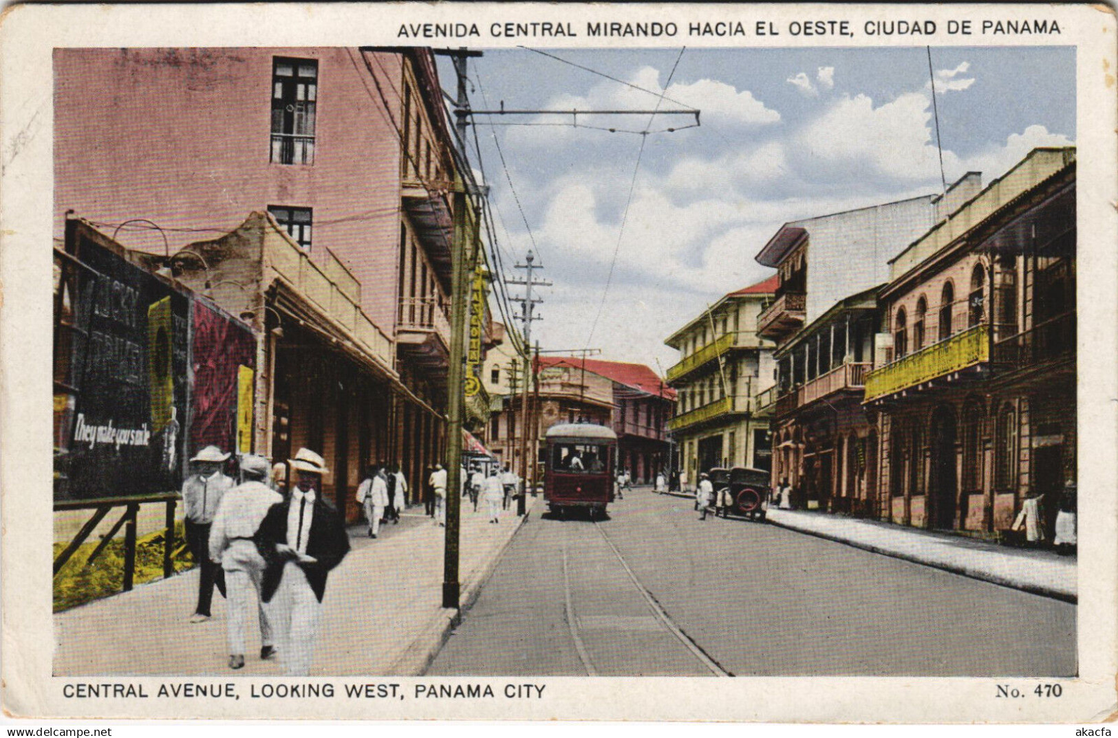 PC PANAMA, PANAMA CITY, CENTRAL AVE LOOKING WEST, Vintage Postcard (b42582)