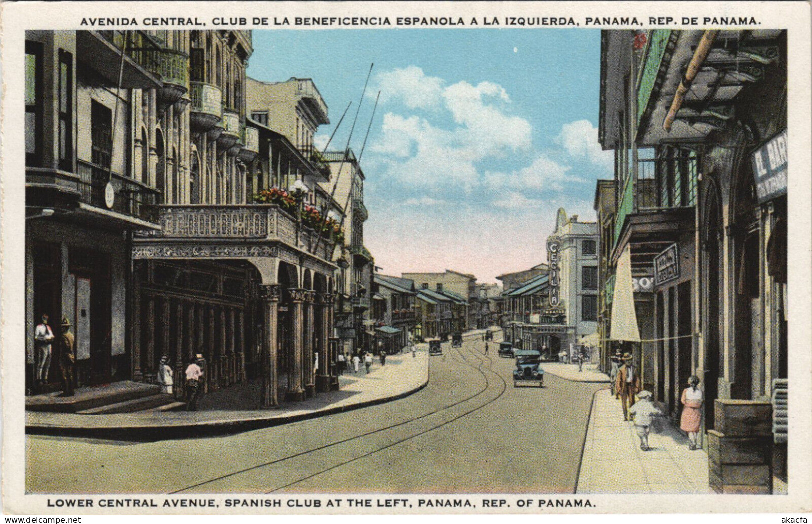 PC PANAMA, PANAMA CITY, LOWER CENTRAL AVENUE, Vintage Postcard (b42563)