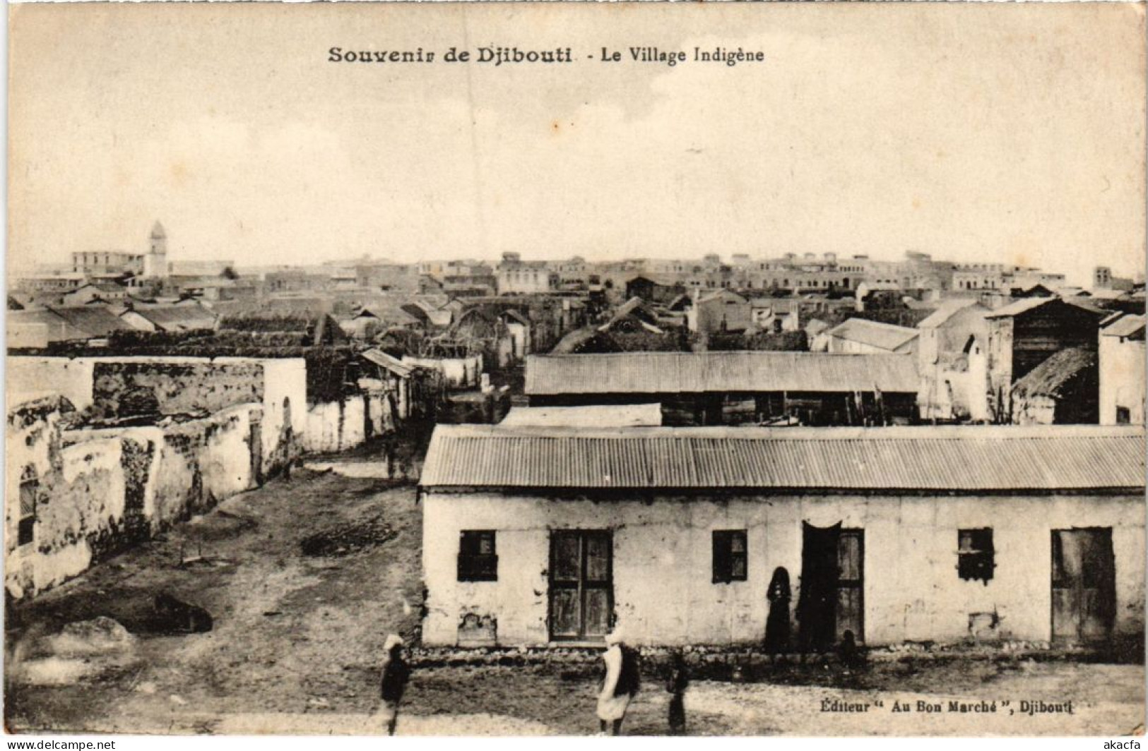 PC SOUVENIR DE DJIBOUTI VILLAGE INDIGENE DJIBOUTI SOMALIA (a35826)