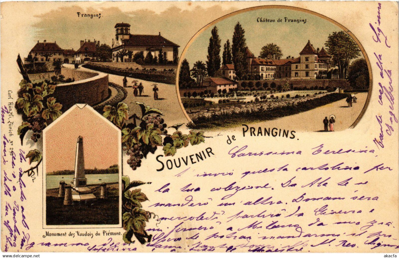 PC SWITZERLAND SOUVENIR DE PRANGINS LITHO (a59895)