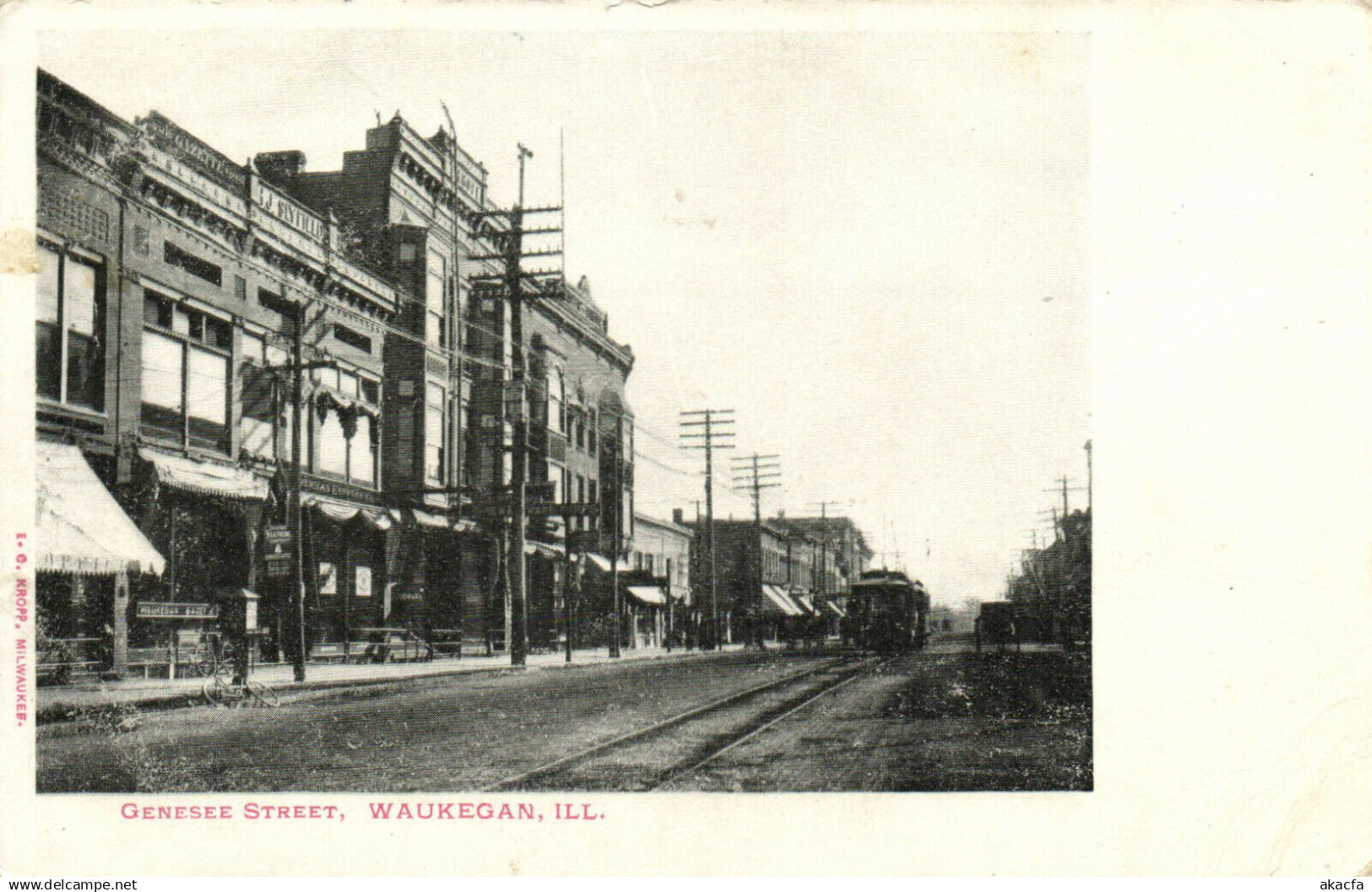 PC US, ILL, WAUKEGAN, GENESSE STREET, VINTAGE POSTCARD (b15648)