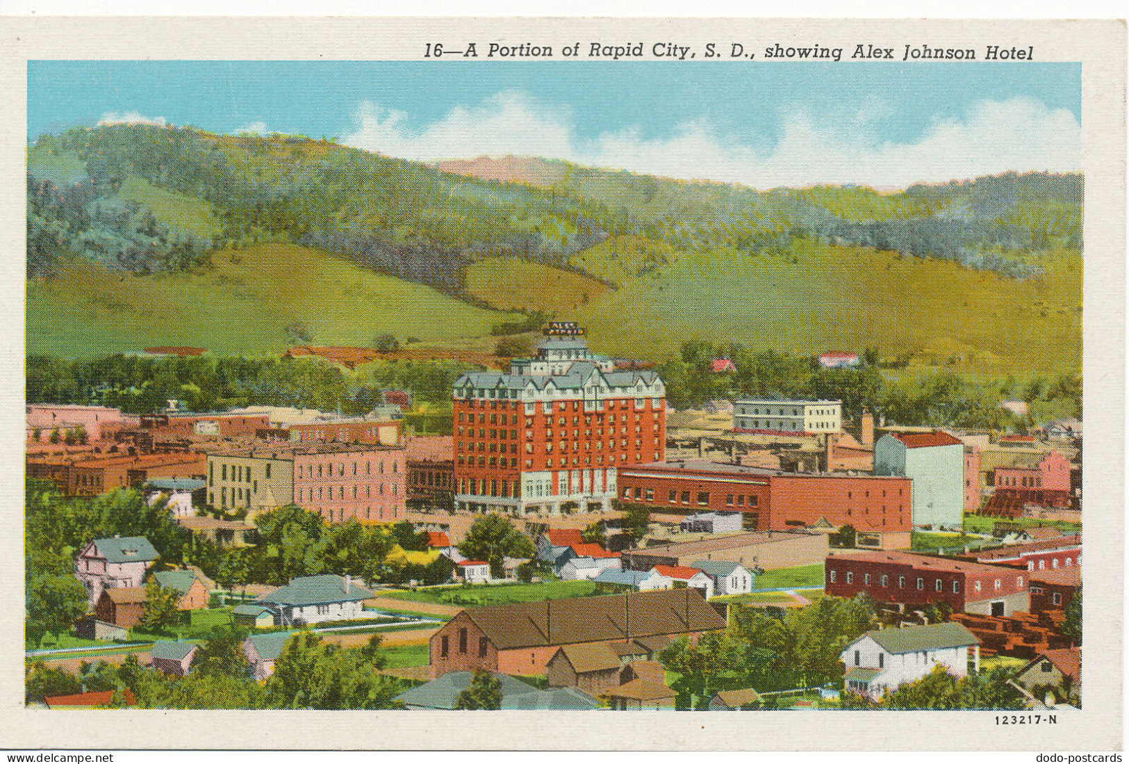 PC11199 A Portion of Rapid City. S. D. Showing Alex Johnson Hotel. L. B. Hollist