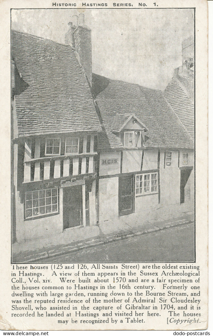 PC21256 Oldest Houses in Hastings. Historic Hastings. No 1