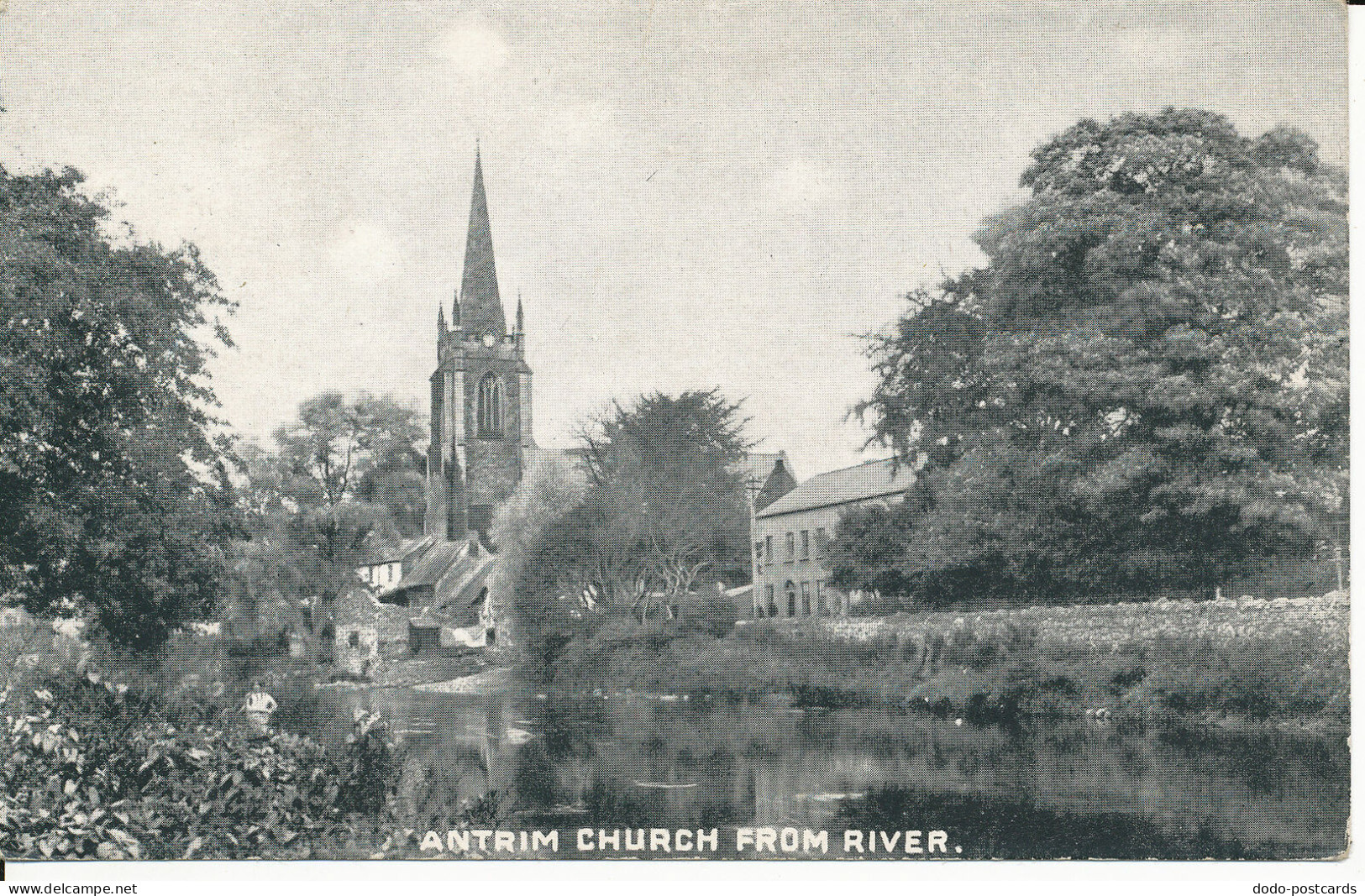 PC29087 Antrim Church from River. W. A. Green. Wagtail