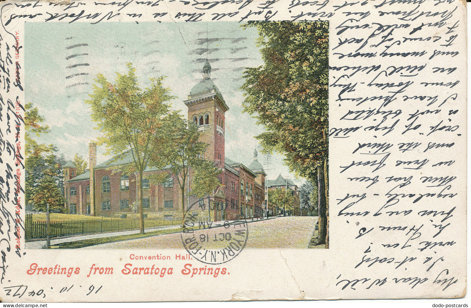 PC37007 Convention Hall. Saratoga Springs. Robson and Adee. 1904. B. Hopkins