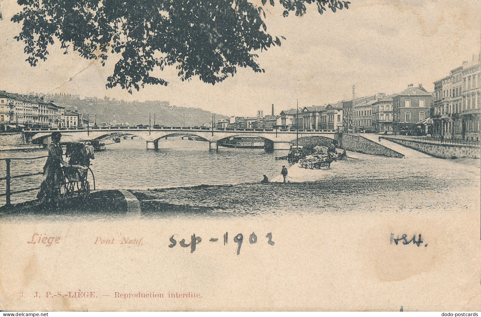 PC42500 Liege. Pont Neuf. J. P. S. Liege. 1902. B. Hopkins