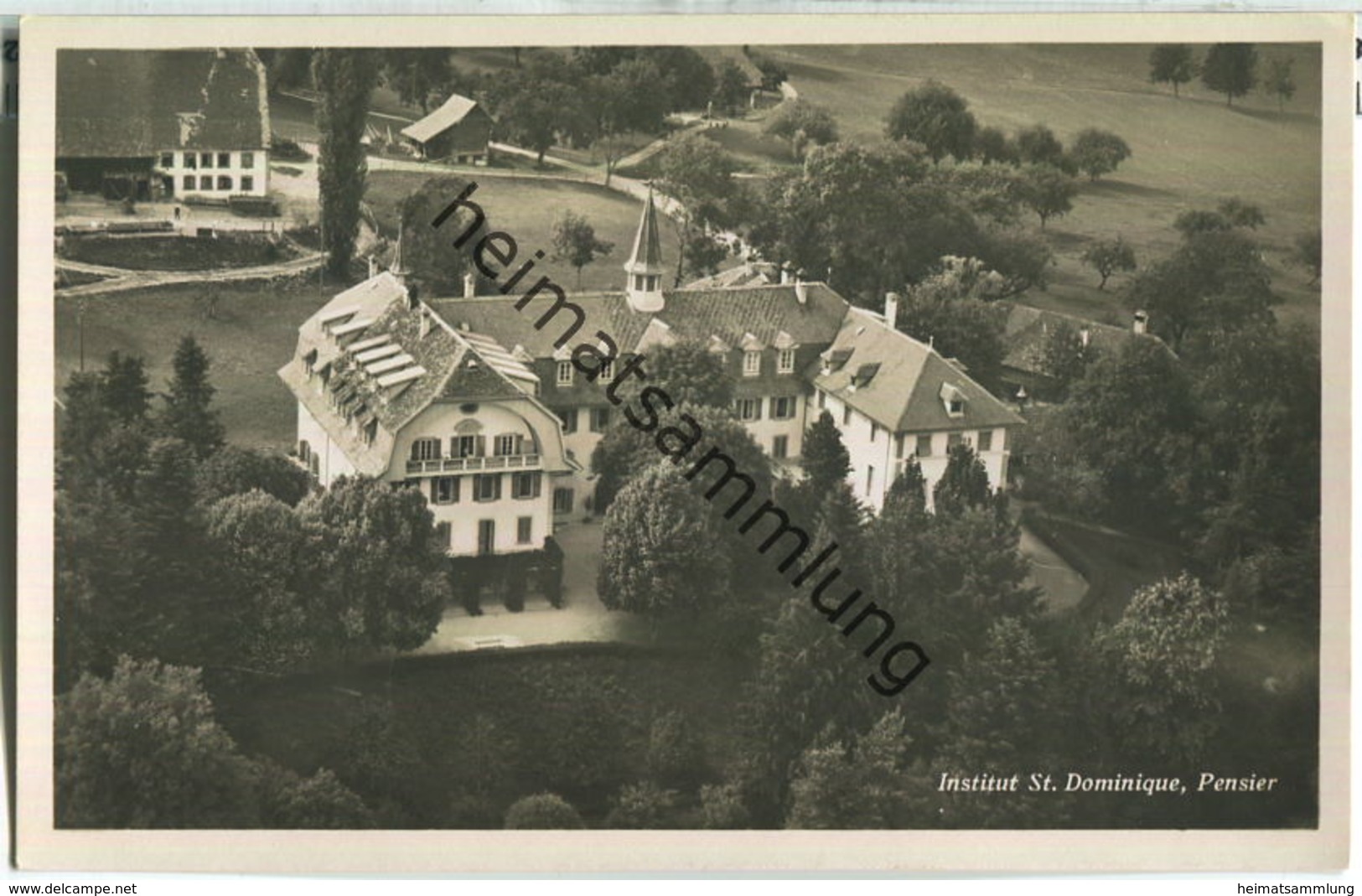 Pensier - Institut St. Dominique - Foto-Ansichtskarte - Luftbild Alpar Bern - Verlag O. Wyrsch Belp-Bern