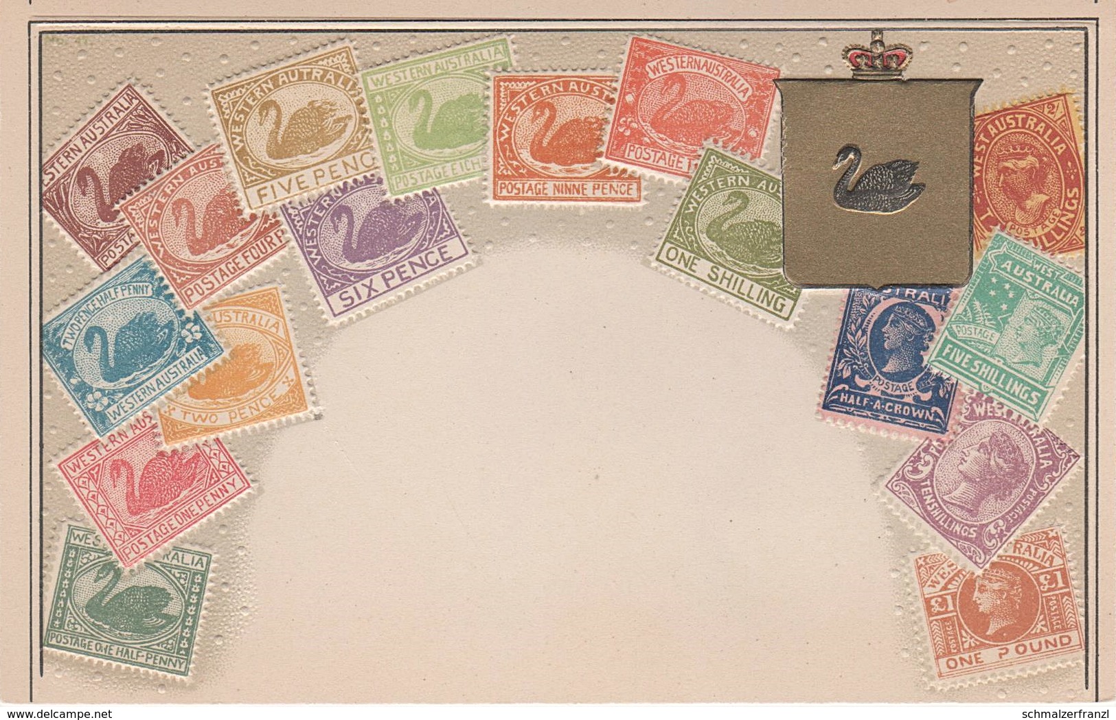 Philatelie Litho AK Western Australia WA a Perth Fremantle Bunbury Exmouth Australien Australie Briefmarke Stamp Timbre