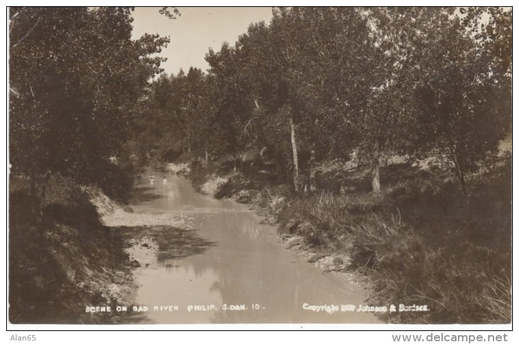 Philip SD South Dakota, Scene on Bad River, c1900s Vintage Postcard