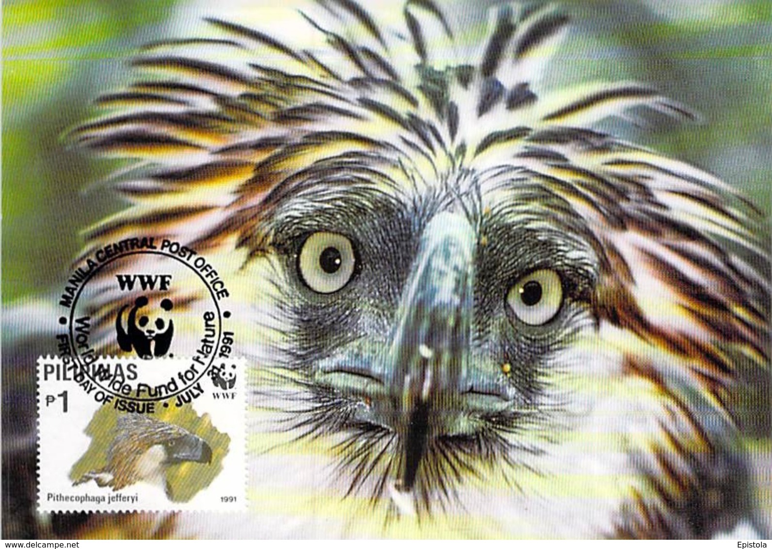 Philippine Eagle Philippinen Adler Birds oiseaux WWF 1991 PILIPINAS  carte maximum