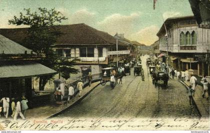 philippines, MANILA, Escolta, Street Scene, Horse Carts (1906) Postcard