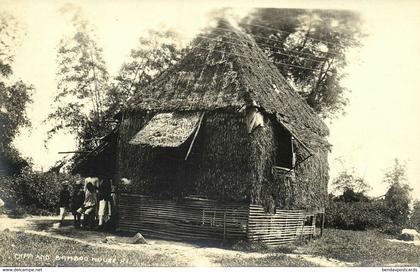 philippines, Native People with Bamboo House (1910s) RPPC Postcard